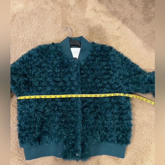 Anthropologie Curly Faux Fur Jacket in Teal. Large. Like New. - Picture 9 of 12